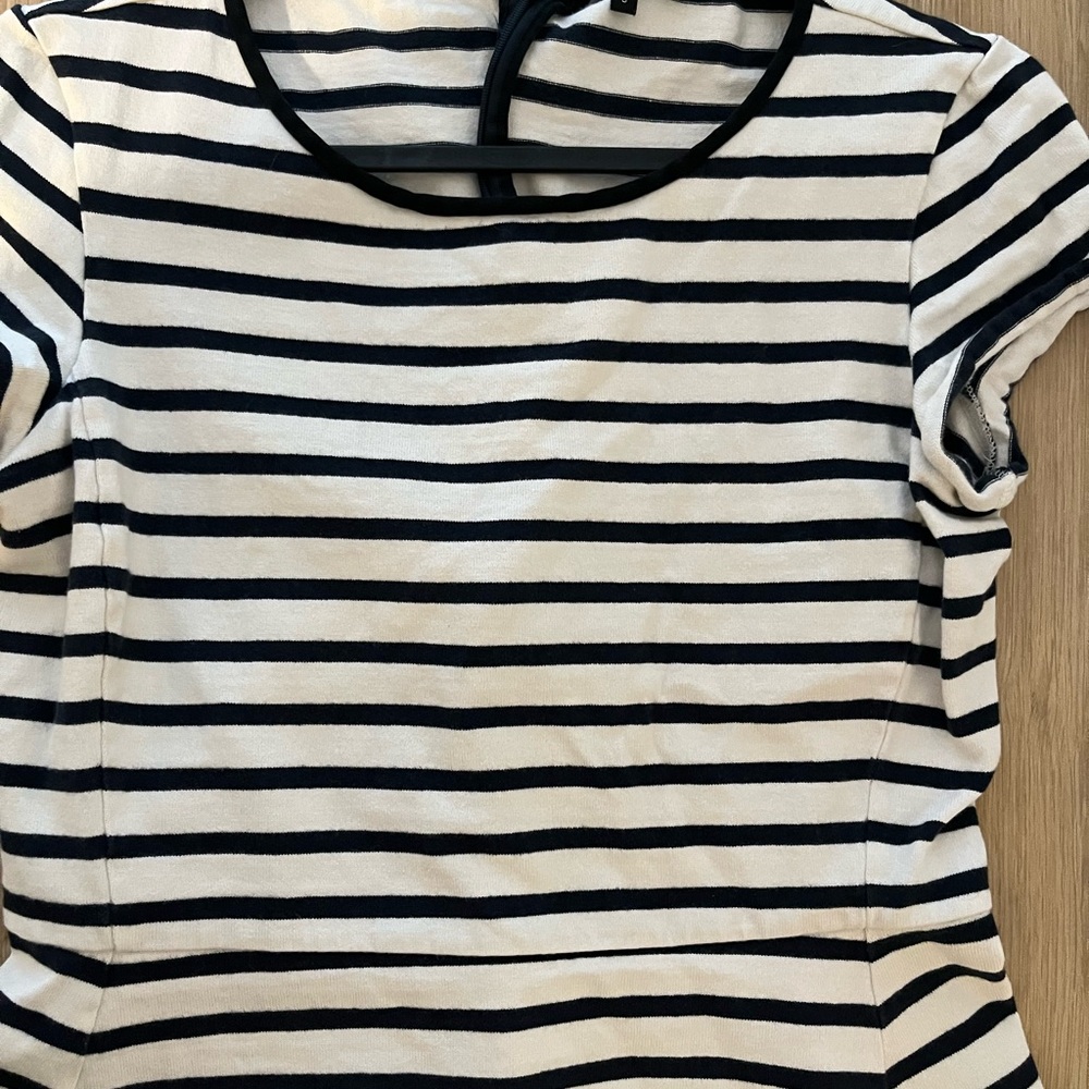 Striped Black and White Women's Peplum Top